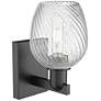 2_Arcadia Salina 11"H Matte Black Sconce With Clear Spiral Fluted Shade more views
