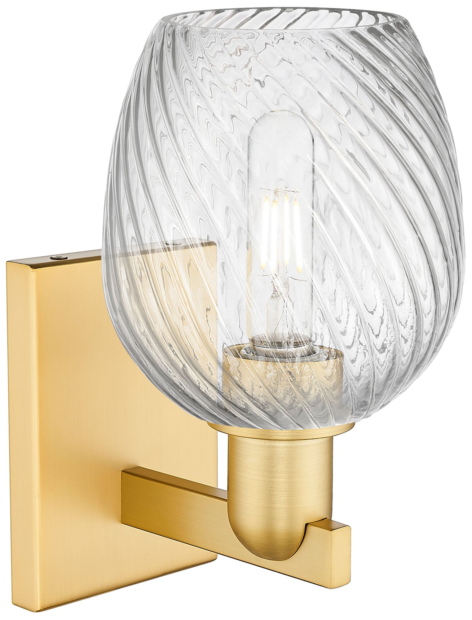 Image 2 Arcadia Salina 11"H Satin Gold Sconce With Clear Spiral Fluted Shade more views