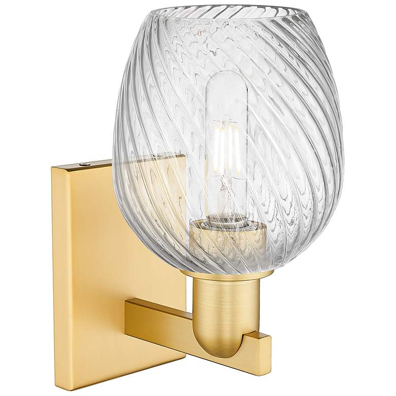 Image 2 Arcadia Salina 11"H Satin Gold Sconce With Clear Spiral Fluted Shade more views