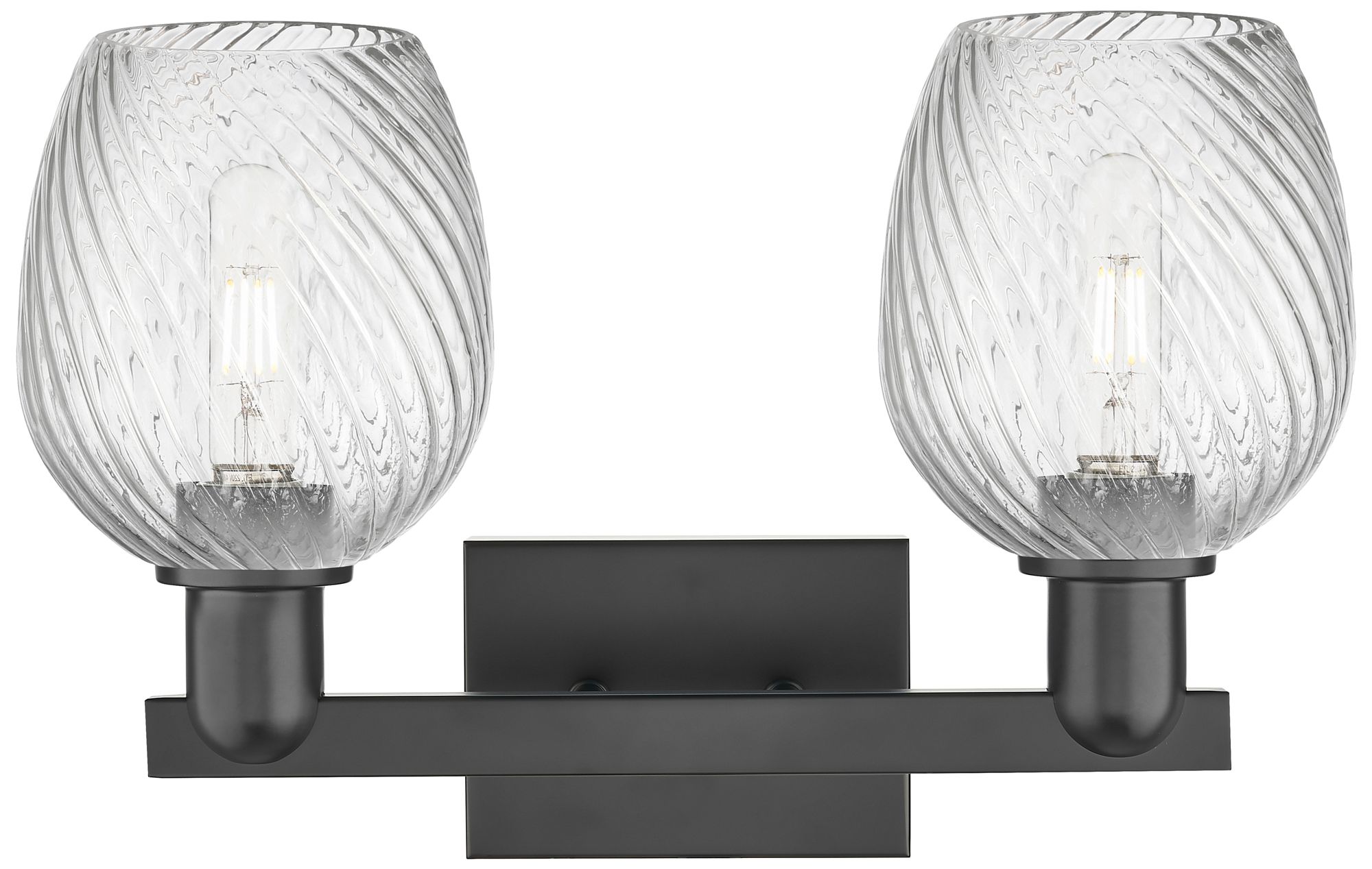 Image 2 Arcadia Salina 17"W 2 Light Black Bath Light w/ Fluted Shade more views