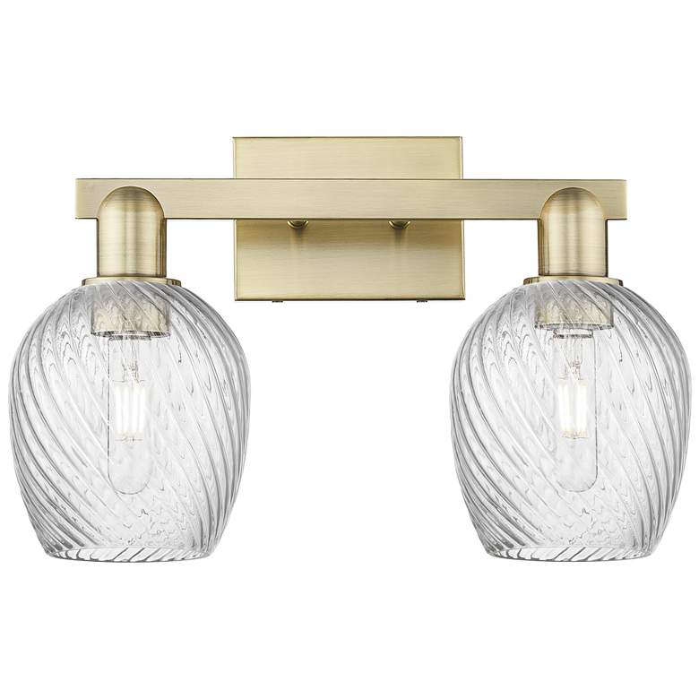 Image 1 Arcadia Salina 17"W 2 Light Brass Bath Light w/ Fluted Shade