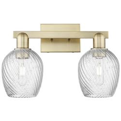 Arcadia Salina 17"W 2 Light Brass Bath Light w/ Fluted Shade