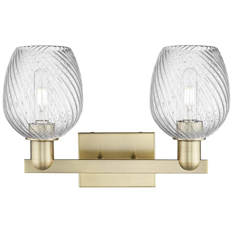Image 2 Arcadia Salina 17"W 2 Light Brass Bath Light w/ Fluted Shade more views