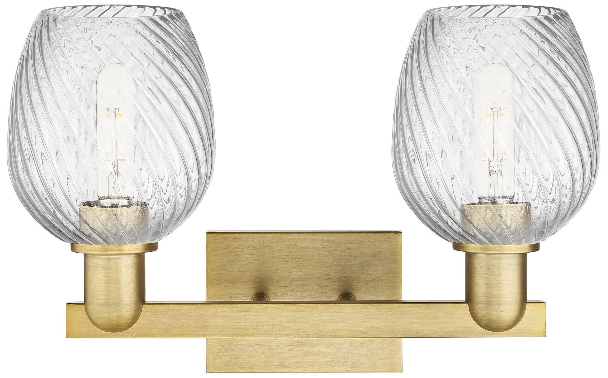 Image 2 Arcadia Salina 17"W 2 Light Brushed Brass Bath Light w/ Fluted Shade more views