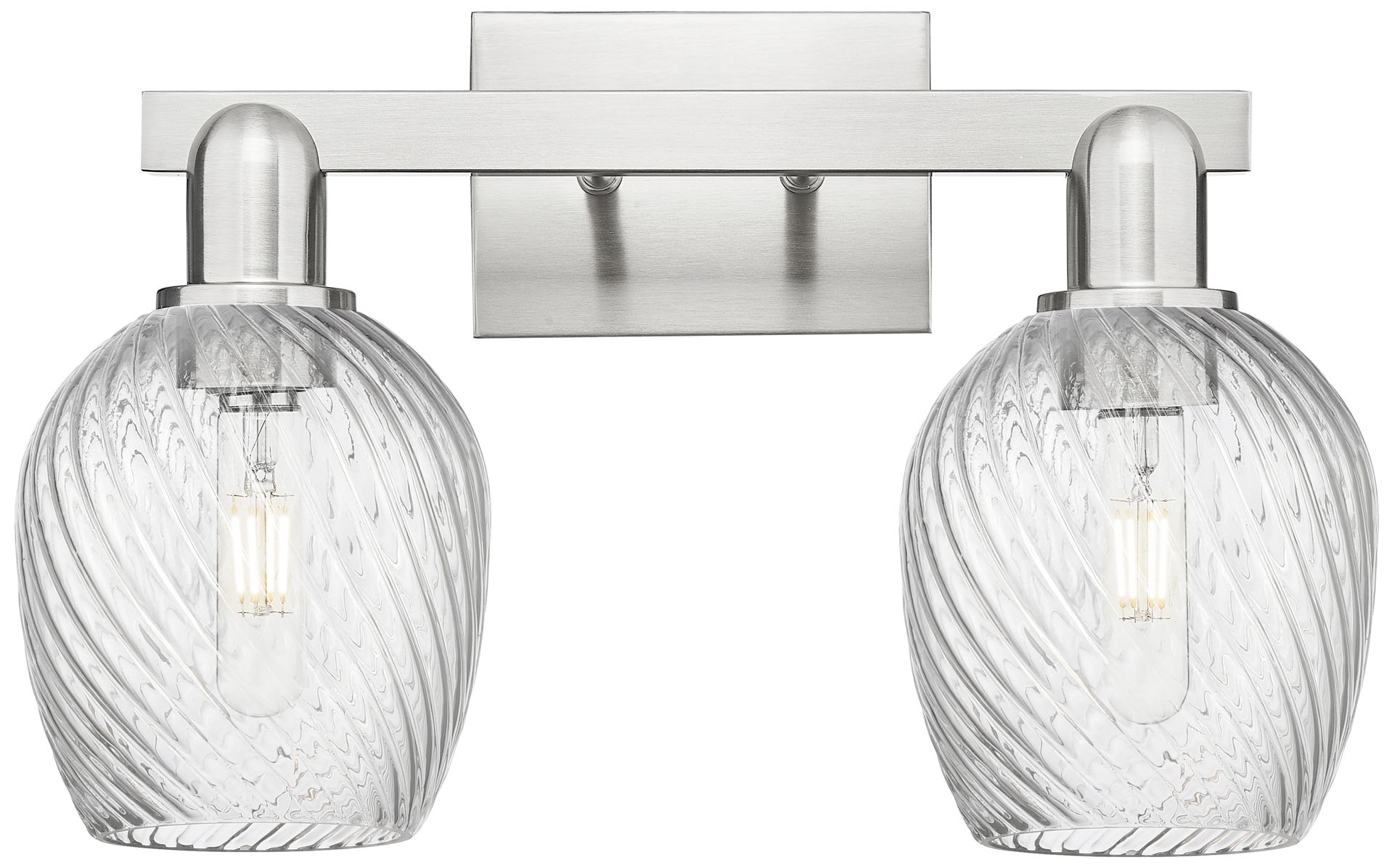 Arcadia Salina 17"W 2 Light Brushed Nickel Bath Light w/ Fluted Shade