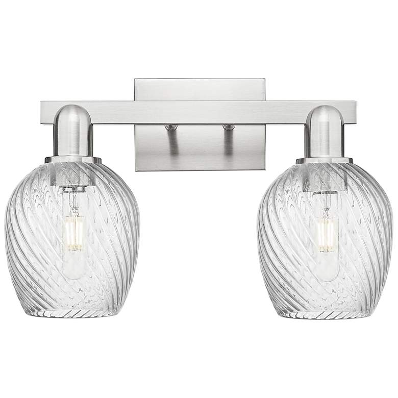 Image 1 Arcadia Salina 17"W 2 Light Brushed Nickel Bath Light w/ Fluted Shade
