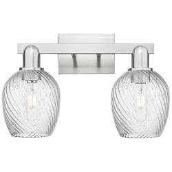 Arcadia Salina 17"W 2 Light Brushed Nickel Bath Light w/ Fluted Shade