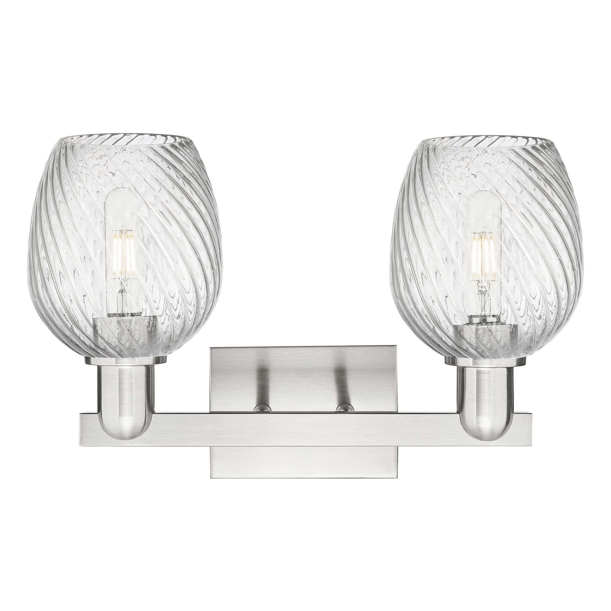 Image 2 Arcadia Salina 17"W 2 Light Brushed Nickel Bath Light w/ Fluted Shade more views