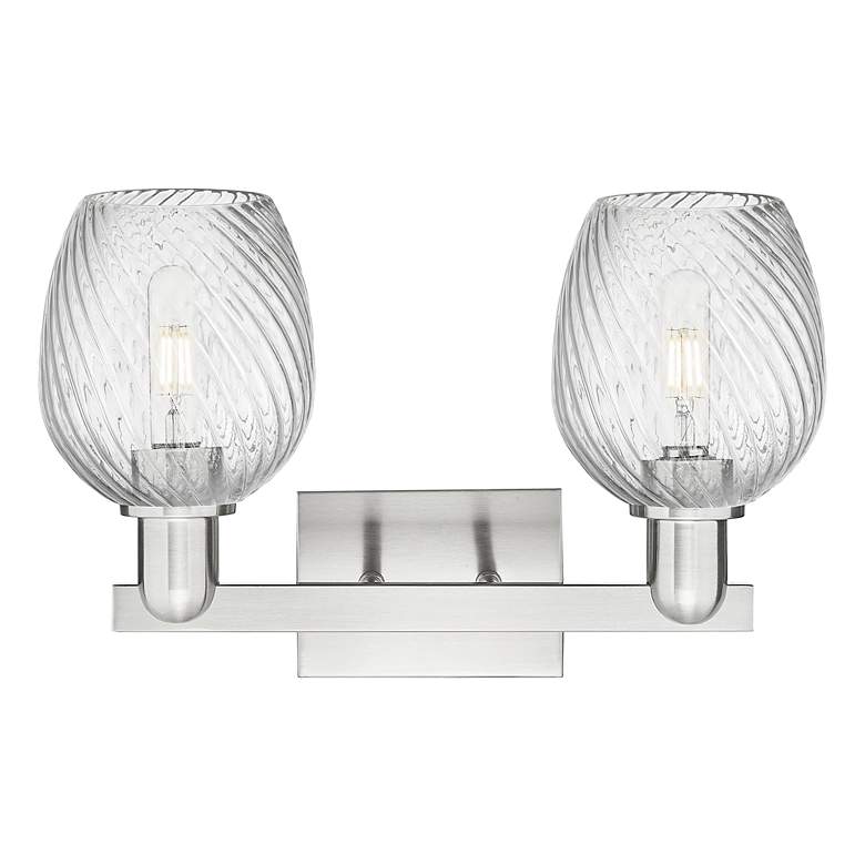 Image 2 Arcadia Salina 17"W 2 Light Brushed Nickel Bath Light w/ Fluted Shade more views