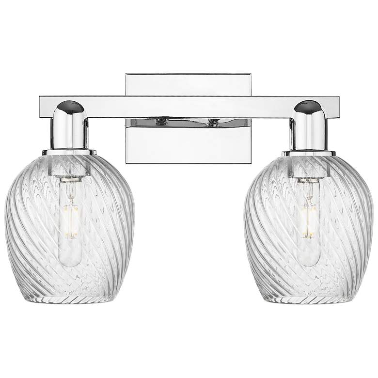 Image 1 Arcadia Salina 17"W 2 Light Chrome Bath Light w/ Fluted Shade