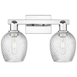 Arcadia Salina 17"W 2 Light Chrome Bath Light w/ Fluted Shade