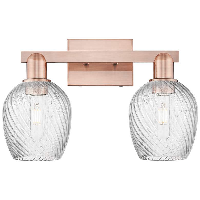 Image 1 Arcadia Salina 17"W 2 Light Copper Bath Light w/ Fluted Shade