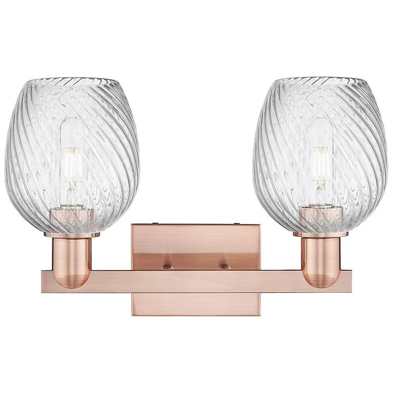 Image 2 Arcadia Salina 17"W 2 Light Copper Bath Light w/ Fluted Shade more views