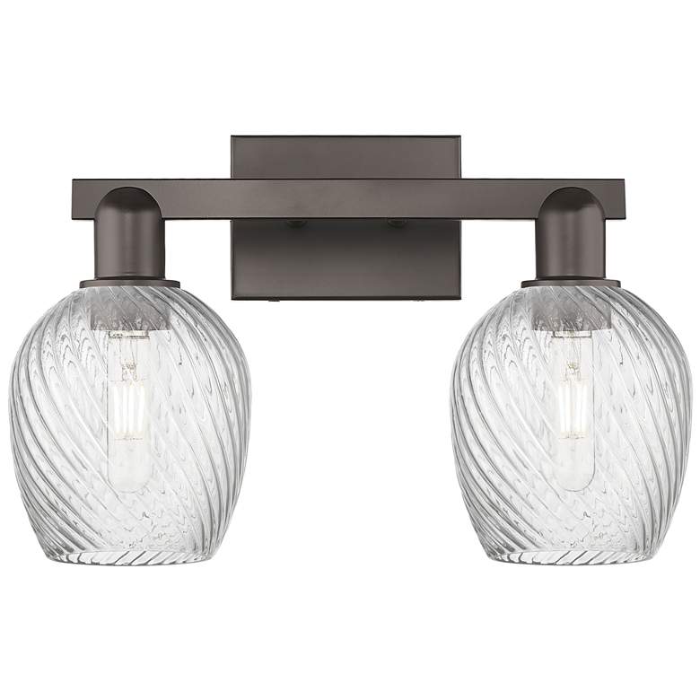 Image 1 Arcadia Salina 17"W 2 Light Oiled Bronze Bath Light w/ Fluted Shade