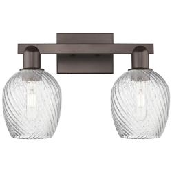 Arcadia Salina 17"W 2 Light Oiled Bronze Bath Light w/ Fluted Shade