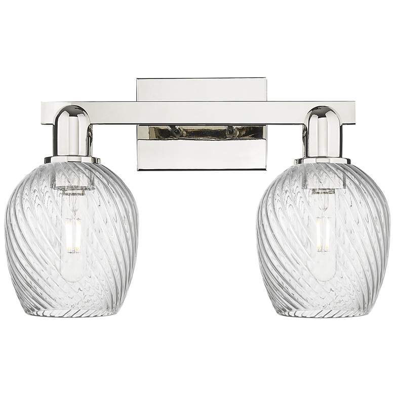 Image 1 Arcadia Salina 17"W 2 Light Polished Nickel Bath Light w/ Fluted Shade