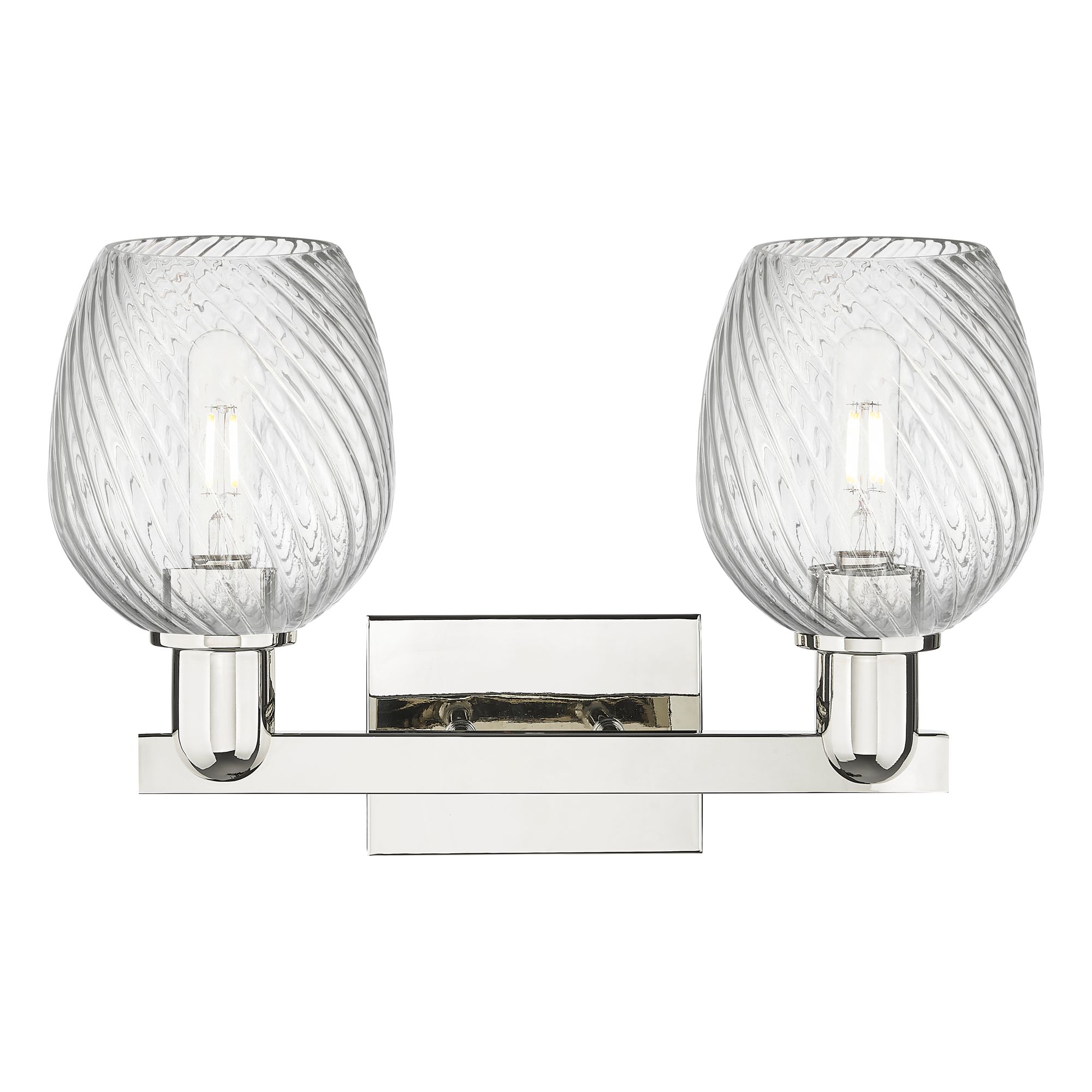 Image 2 Arcadia Salina 17"W 2 Light Polished Nickel Bath Light w/ Fluted Shade more views
