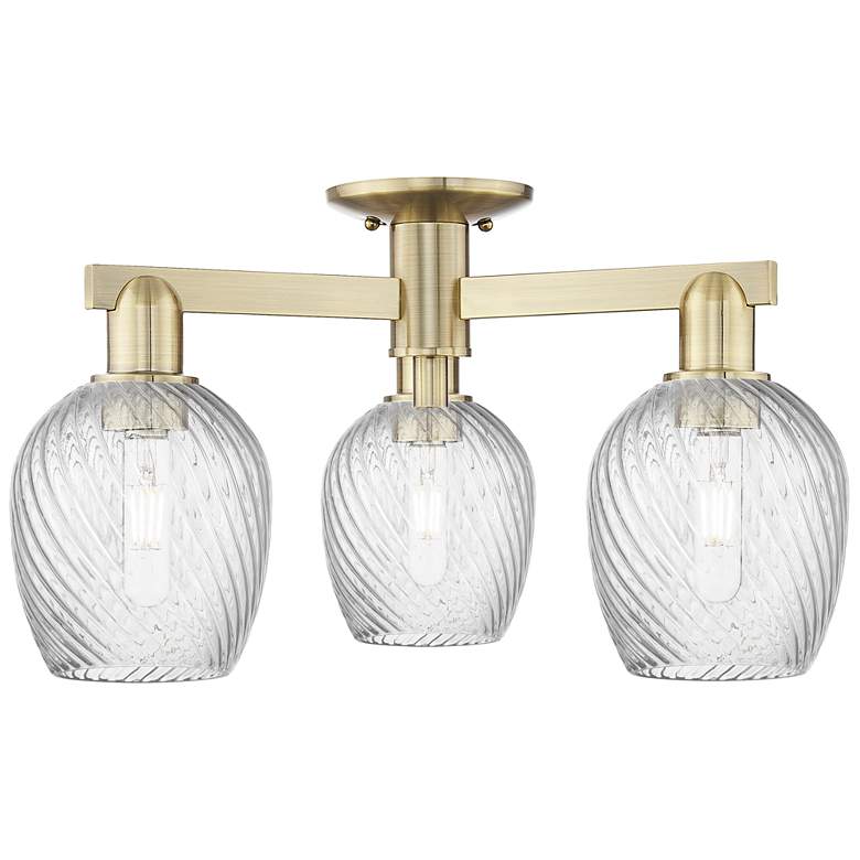 Image 1 Arcadia Salina 23"W 3 Light Brass Semi.Flush Mount w/ Fluted Shade