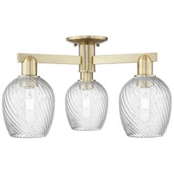 Arcadia Salina 23"W 3 Light Brass Semi.Flush Mount w/ Fluted Shade