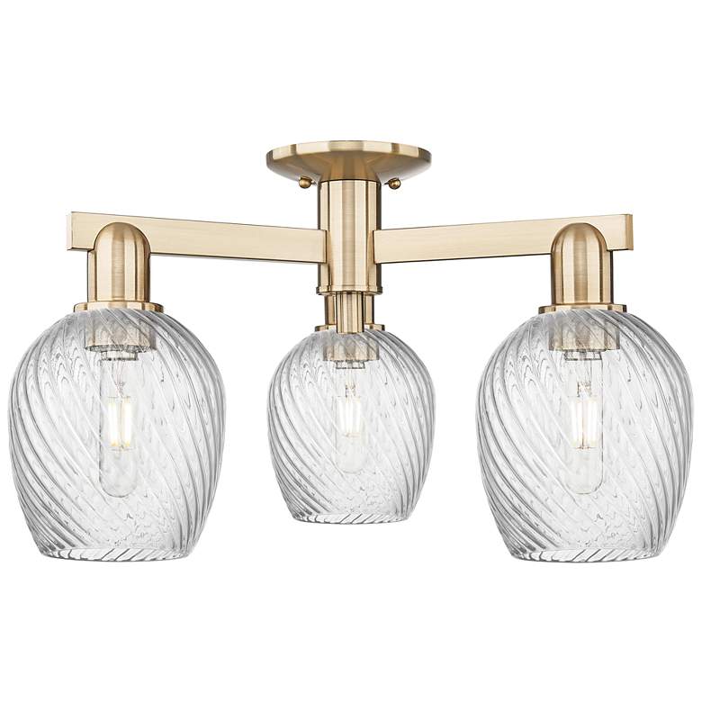 Image 1 Arcadia Salina 23"W 3 Light Bronze Semi.Flush Mount w/ Fluted Shade