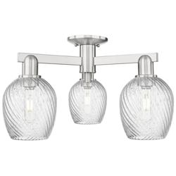 Arcadia Salina 23"W 3 Light Brushed Nickel Semi-Flush w/ Fluted Shade