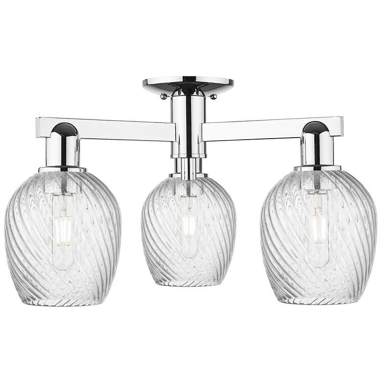 Image 1 Arcadia Salina 23"W 3 Light Chrome Semi.Flush Mount w/ Fluted Shade