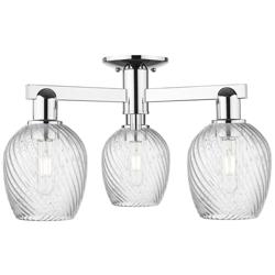 Arcadia Salina 23"W 3 Light Chrome Semi.Flush Mount w/ Fluted Shade