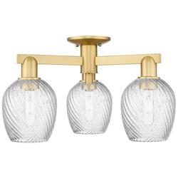 Arcadia Salina 23"W 3 Light Gold Semi.Flush Mount w/ Fluted Shade
