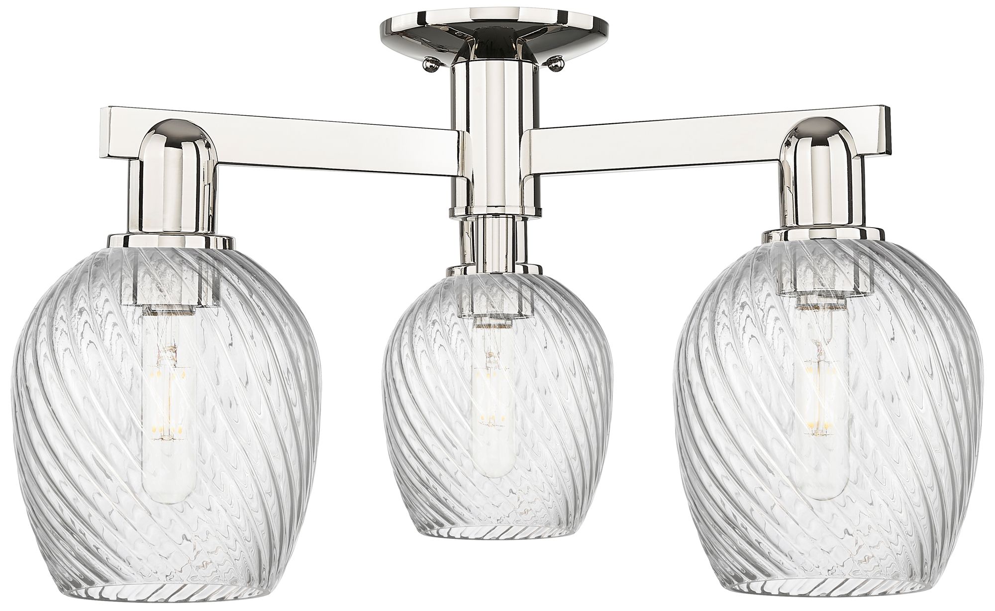 Arcadia Salina 23"W 3 Light Polished Nickel Semi-Flush w/ Fluted Shade