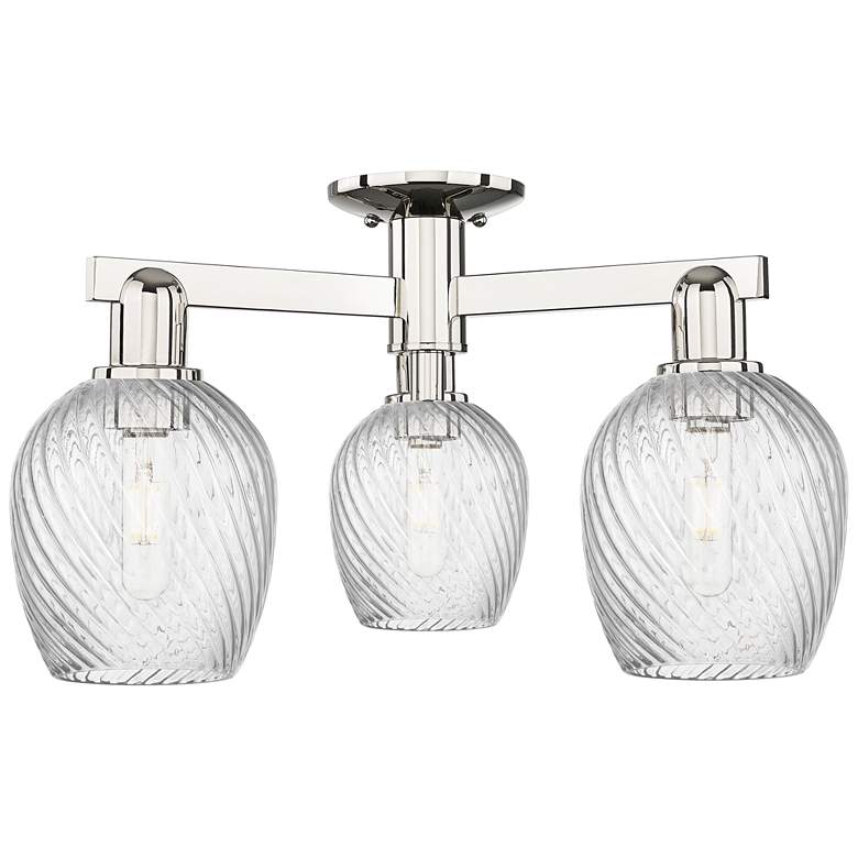 Image 1 Arcadia Salina 23"W 3 Light Polished Nickel Semi-Flush w/ Fluted Shade