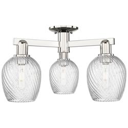 Arcadia Salina 23"W 3 Light Polished Nickel Semi-Flush w/ Fluted Shade
