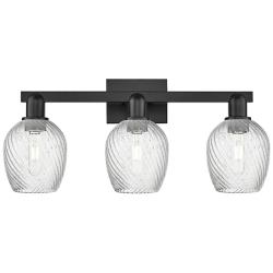 Arcadia Salina 25"W 3 Light Black Bath Light w/ Fluted Shade