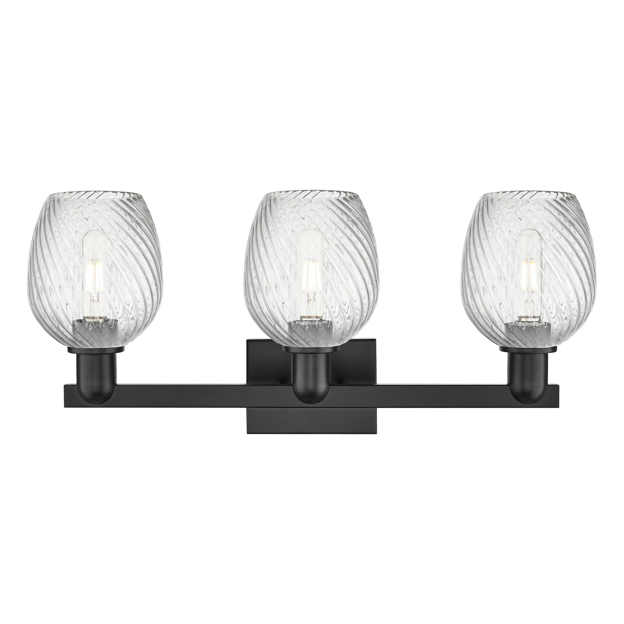 Image 2 Arcadia Salina 25"W 3 Light Black Bath Light w/ Fluted Shade more views