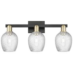 Arcadia Salina 25"W 3 Light Black Brass Bath Light w/ Fluted Shade