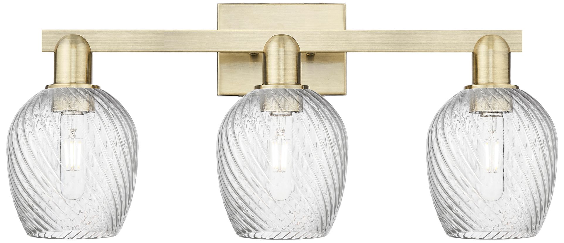 Arcadia Salina 25"W 3 Light Brass Bath Light w/ Fluted Shade