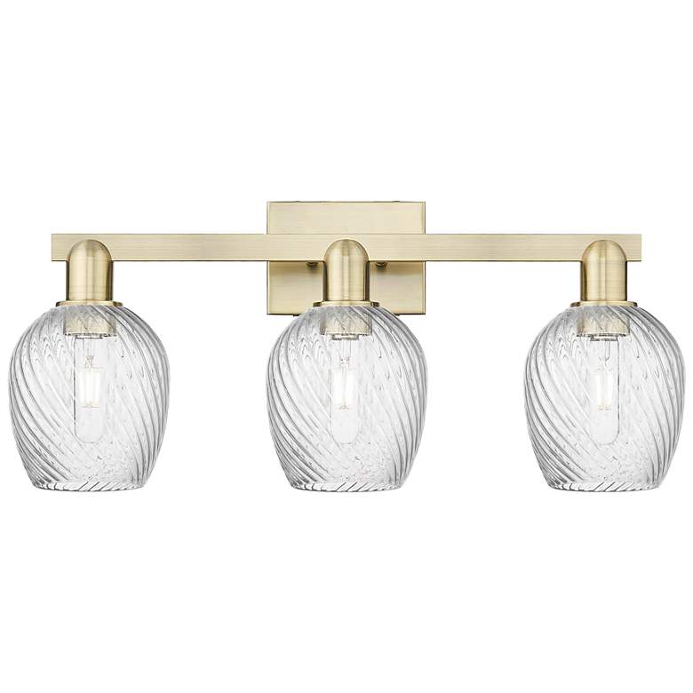 Image 1 Arcadia Salina 25"W 3 Light Brass Bath Light w/ Fluted Shade