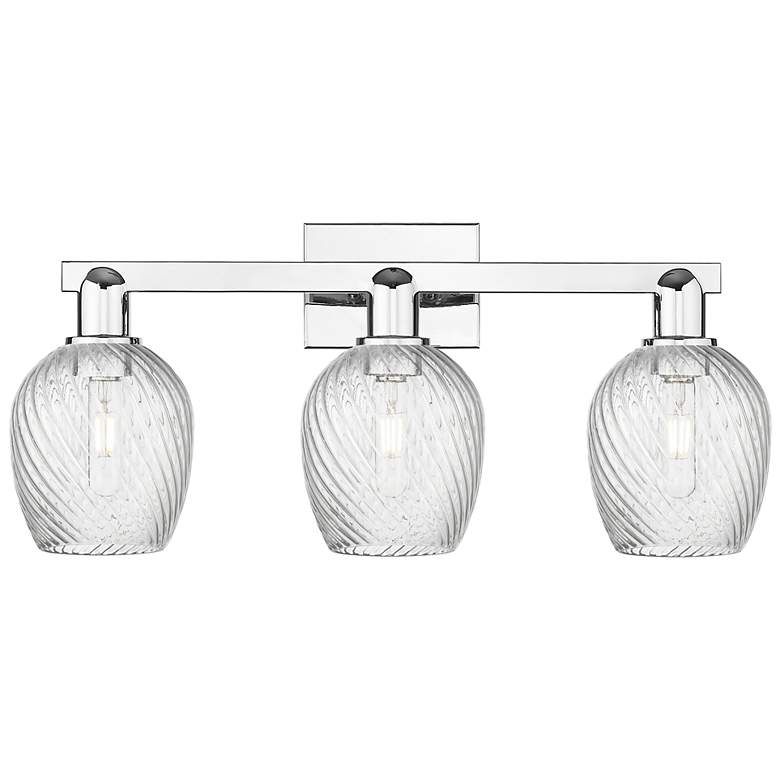 Image 1 Arcadia Salina 25"W 3 Light Chrome Bath Light w/ Fluted Shade