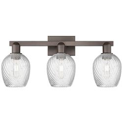 Arcadia Salina 25"W 3 Light Oiled Bronze Bath Light w/ Fluted Shade