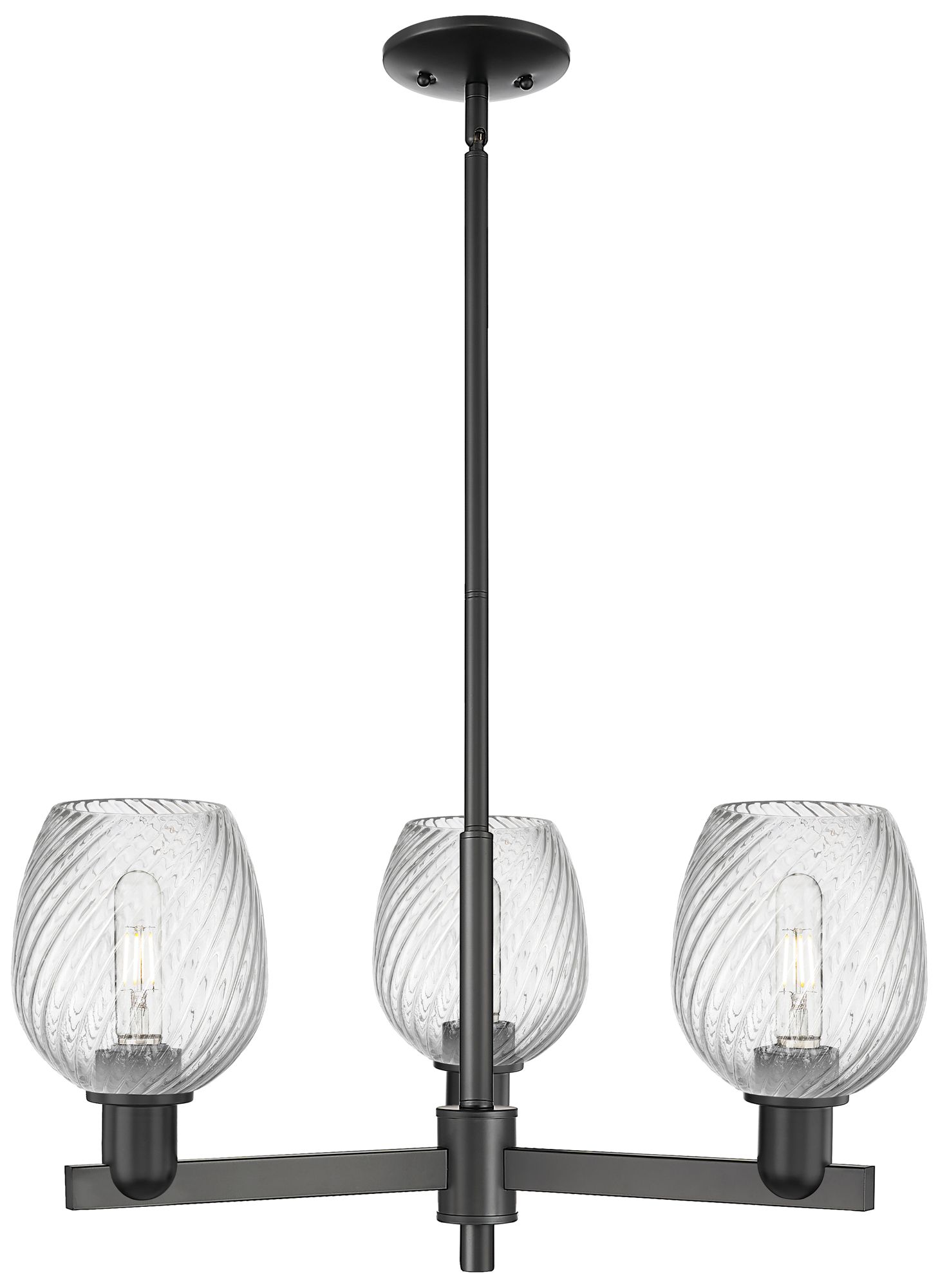 Arcadia Salina 28"W 3 Light Black Stem Chandelier w/ Fluted Shade