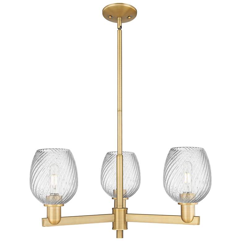 Image 1 Arcadia Salina 28"W 3-Lt Brushed Brass Stem Chandelier w/ Fluted Shade