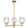 Arcadia Salina 28"W 3-Lt Brushed Brass Stem Chandelier w/ Fluted Shade