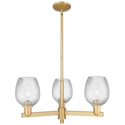 Arcadia Salina 28"W 3-Lt Brushed Brass Stem Chandelier w/ Fluted Shade