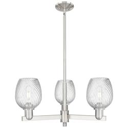 Arcadia Salina 28"W 3-Lt Satin Nickel Stem Chandelier w/ Fluted Shade