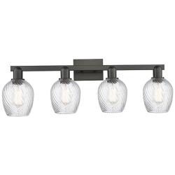 Arcadia Salina 33"W 4 Light Black Bath Light w/ Fluted Shade