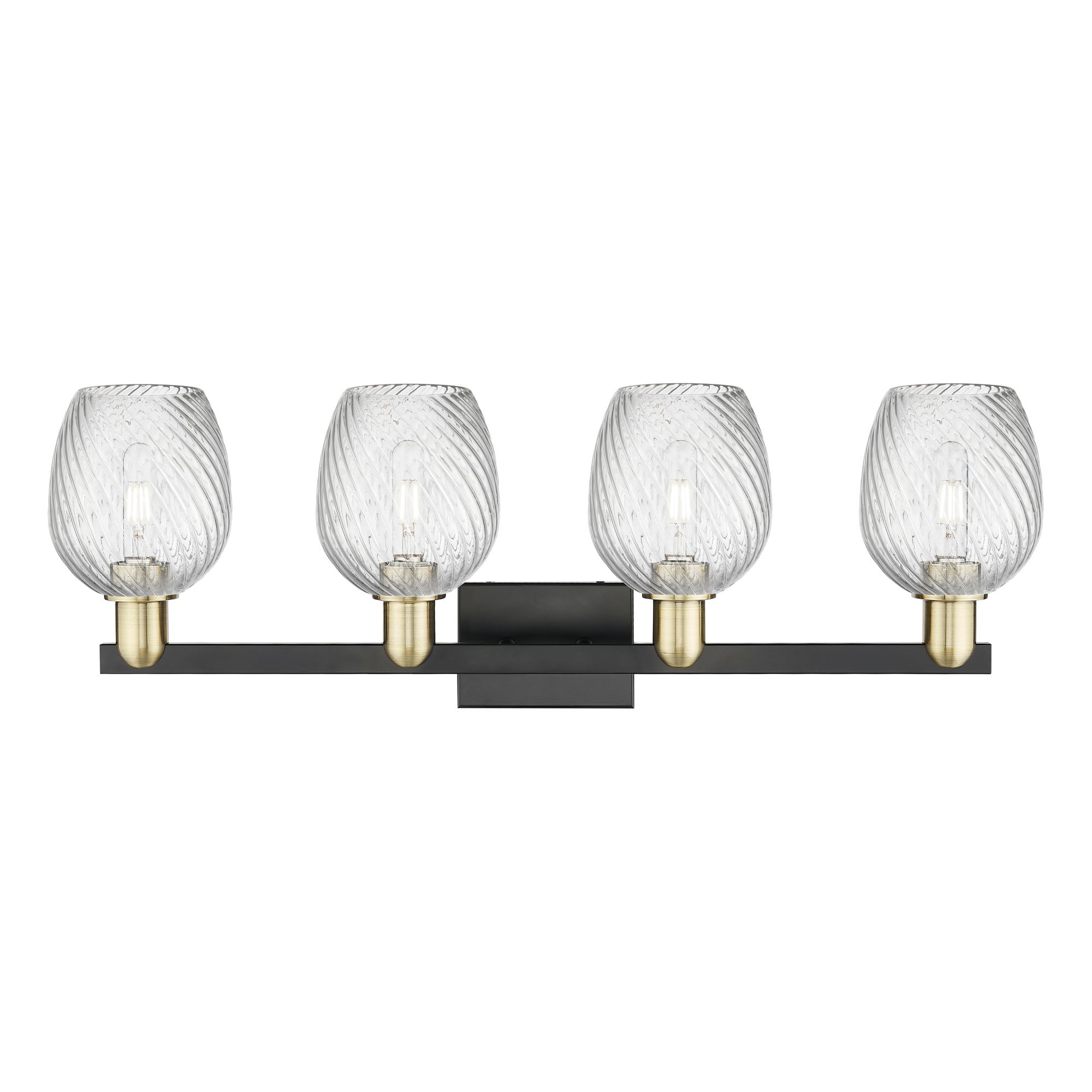Image 2 Arcadia Salina 33"W 4 Light Black Brass Bath Light w/ Fluted Shade more views