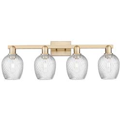 Arcadia Salina 33"W 4 Light Bronze Bath Light w/ Fluted Shade