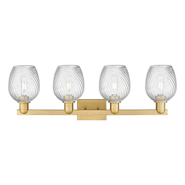 Image 2 Arcadia Salina 33"W 4 Light Brushed Brass Bath Light w/ Fluted Shade more views