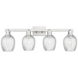 Arcadia Salina 33"W 4 Light Brushed Nickel Bath Light w/ Fluted Shade