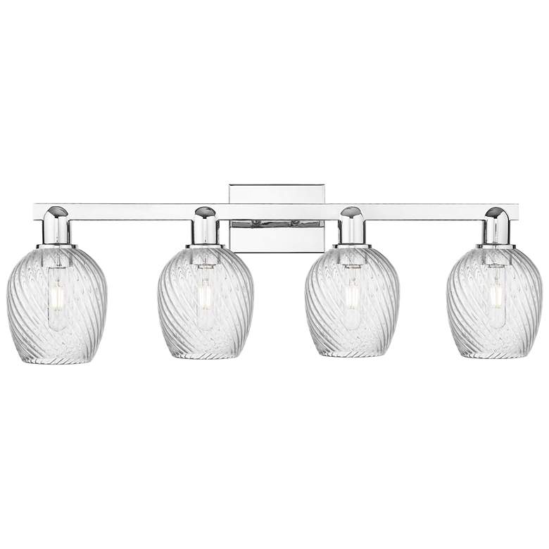 Image 1 Arcadia Salina 33"W 4 Light Chrome Bath Light w/ Fluted Shade
