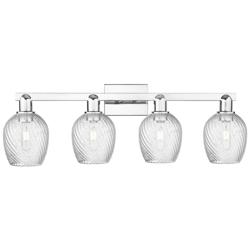 Arcadia Salina 33"W 4 Light Chrome Bath Light w/ Fluted Shade